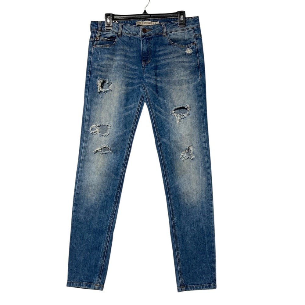 Zara Trafaluc Jeans Womens  8 Slim Leg Distressed 34 x 32‎ actual 32x31 Pants